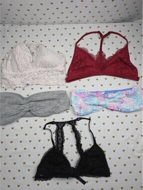 Victorias Secret Pink Lot of 5 LARGE Lacey  Bralettes Bra Tops Tanks